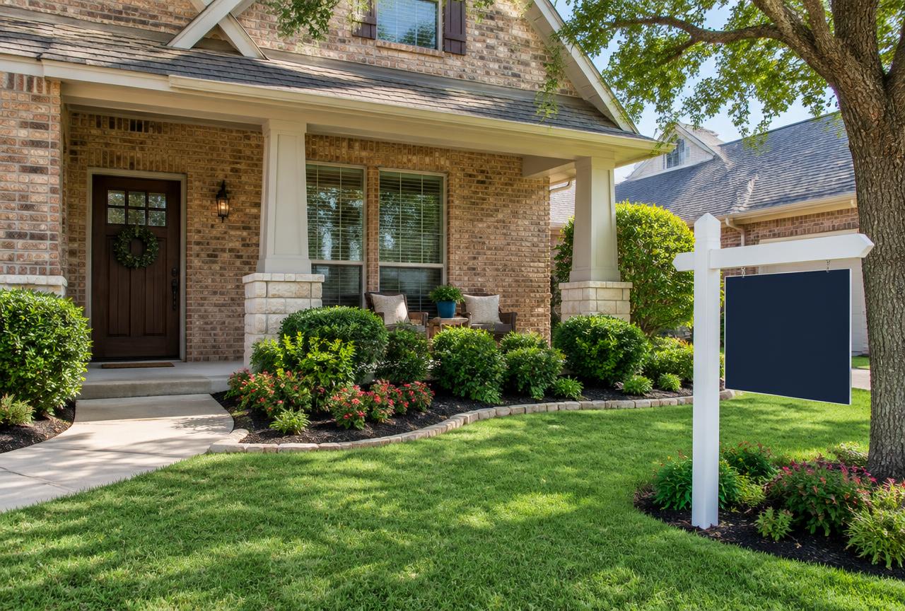 Front of a North Texas home prepared for sale